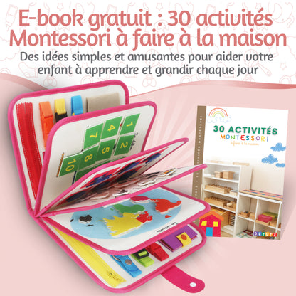 BusyBoard Montessori BETOTZ® – Livre d'Activités Éducatif 10 Pages – Éveil Sensoriel & Autonomie – 2 à 6 Ans – Compagnon de Voyage Silencieux